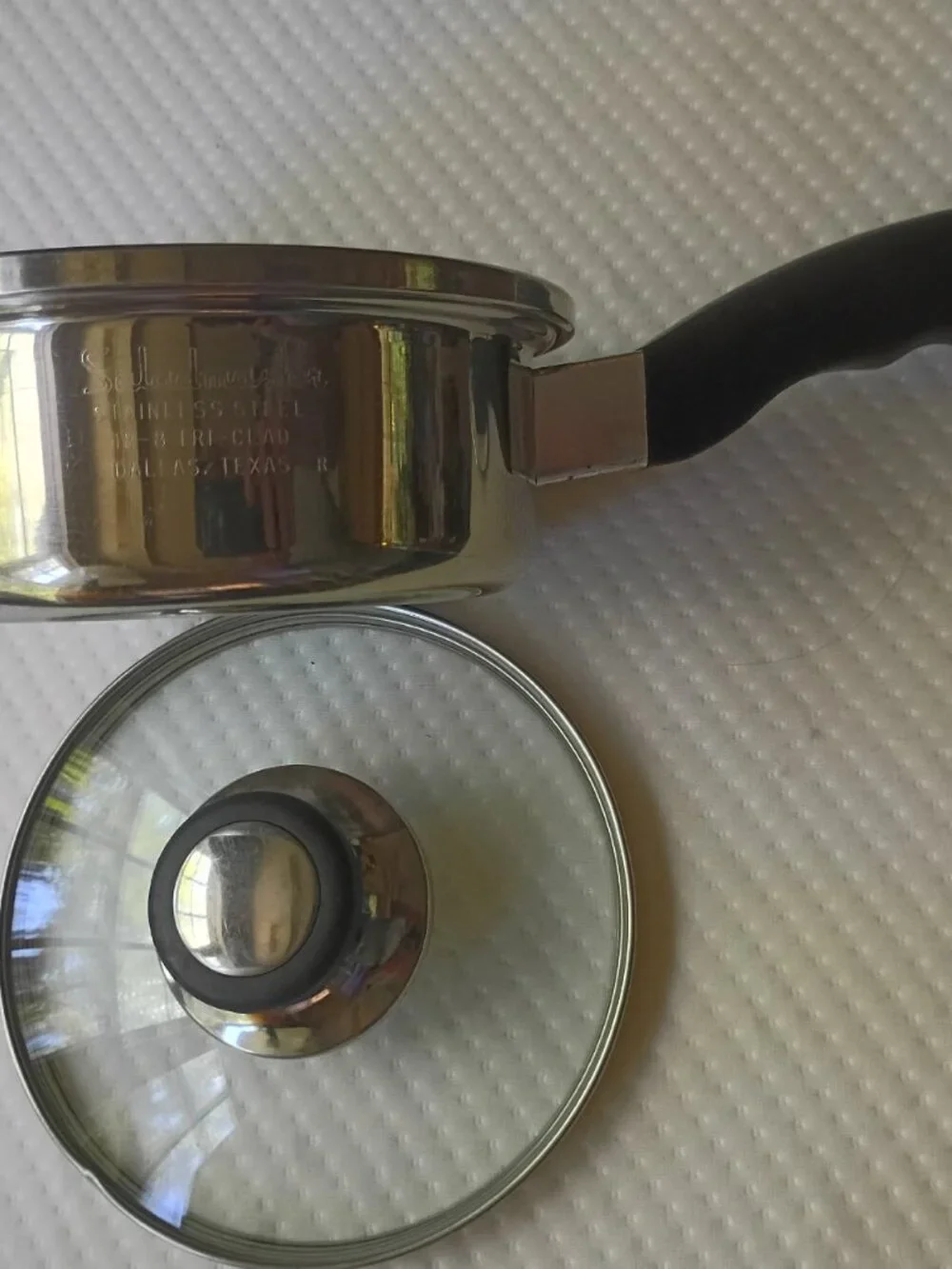 Saladmaster 18-8 Tri Clad Stainless Steel Sauce Pan Small Pot with Fitted Glass